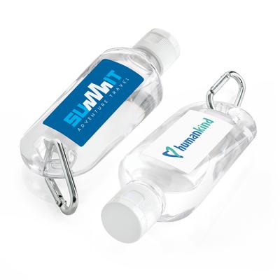 Image of Clear Antibacterial Hand Sanitiser Carabiner Clip, 70ml